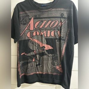 Superman Shirt Mens Large Black DC Action Comics City Skyline Movie